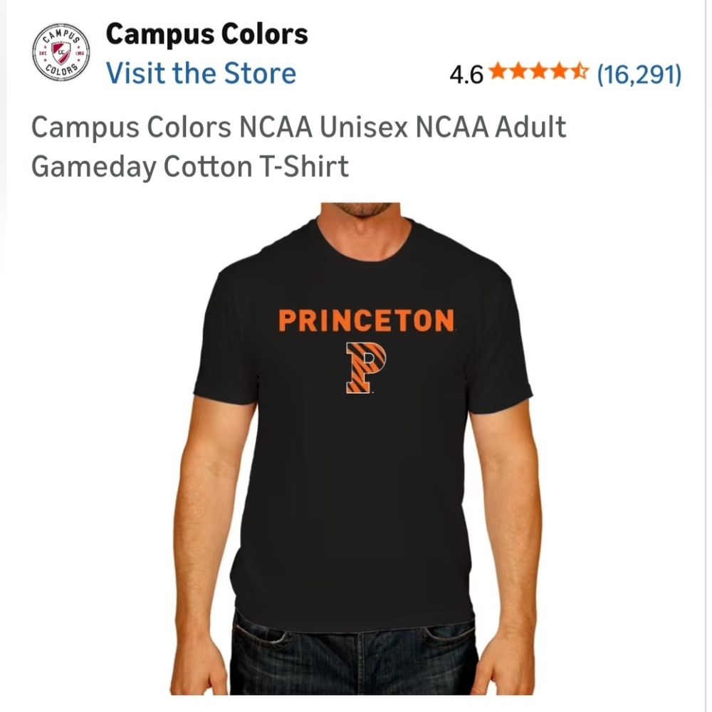 Princeton Men's Black Cotton T-Shirt. M-15